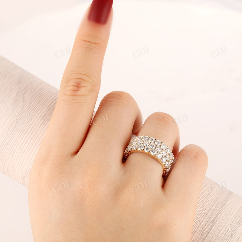 5.7CTW Round Accents 3 Row Natural Diamond Wedding Band Wedding Band customdiamjewel