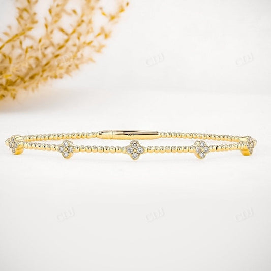 0.33CTW Flower Cluster Lab Grown Diamond Bracelet  customdiamjewel 10KT Solid Gold Yellow Gold VVS-EF