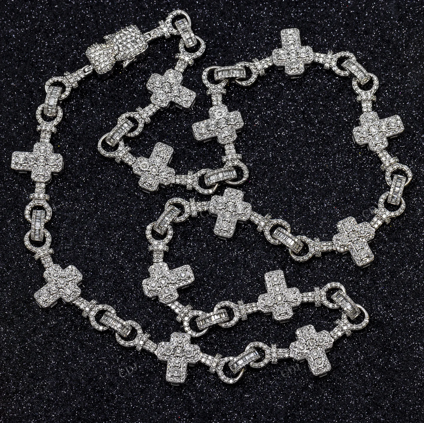 12.16 CTW Round And Baguette Diamond Infinity Link Cross Chain hip hop jewelry CustomDiamJewel