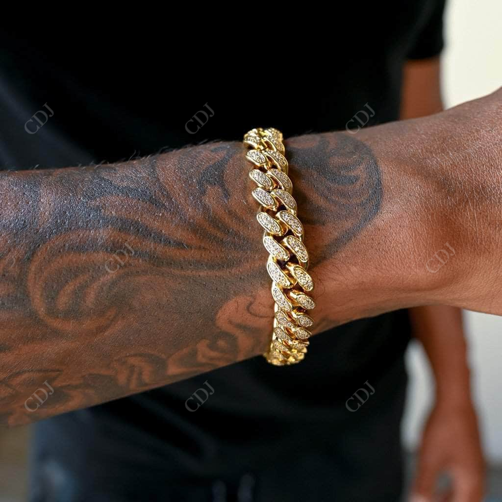 Yellow Gold Iced Out Hip Hop Diamond Cuban Chain customdiamjewel