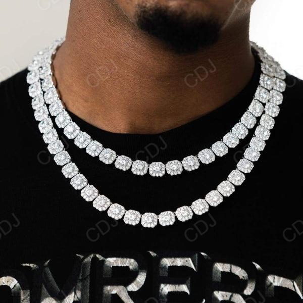 Solid Silver Gold Hip Hop Tennis Chain Necklace customdiamjewel