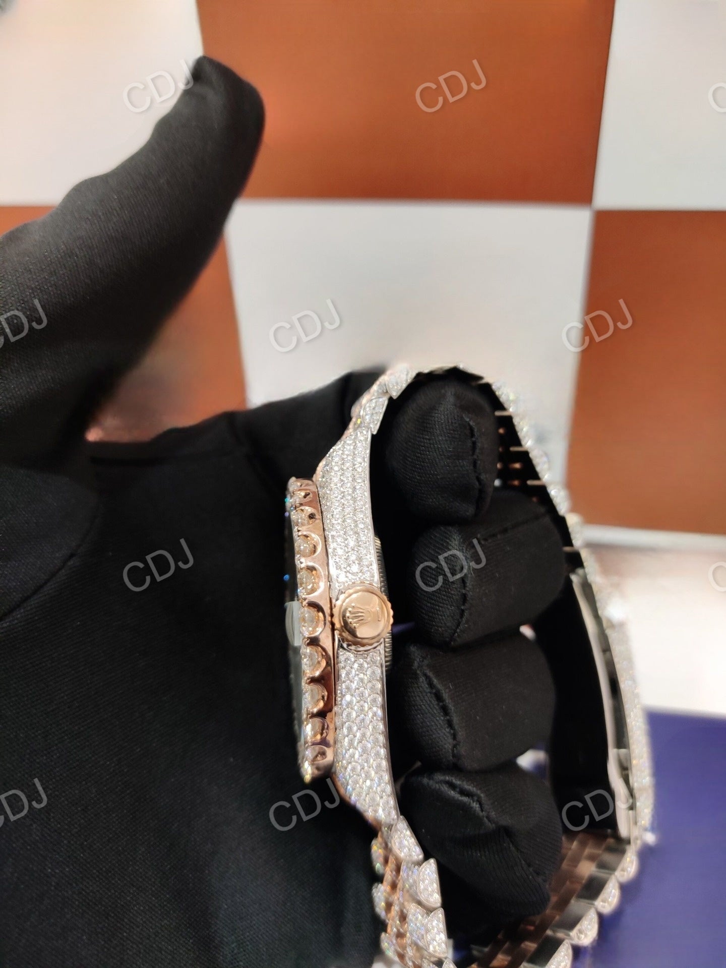 Luxury Hip-hop Round Case Rolex Jubilee Watch customdiamjewel