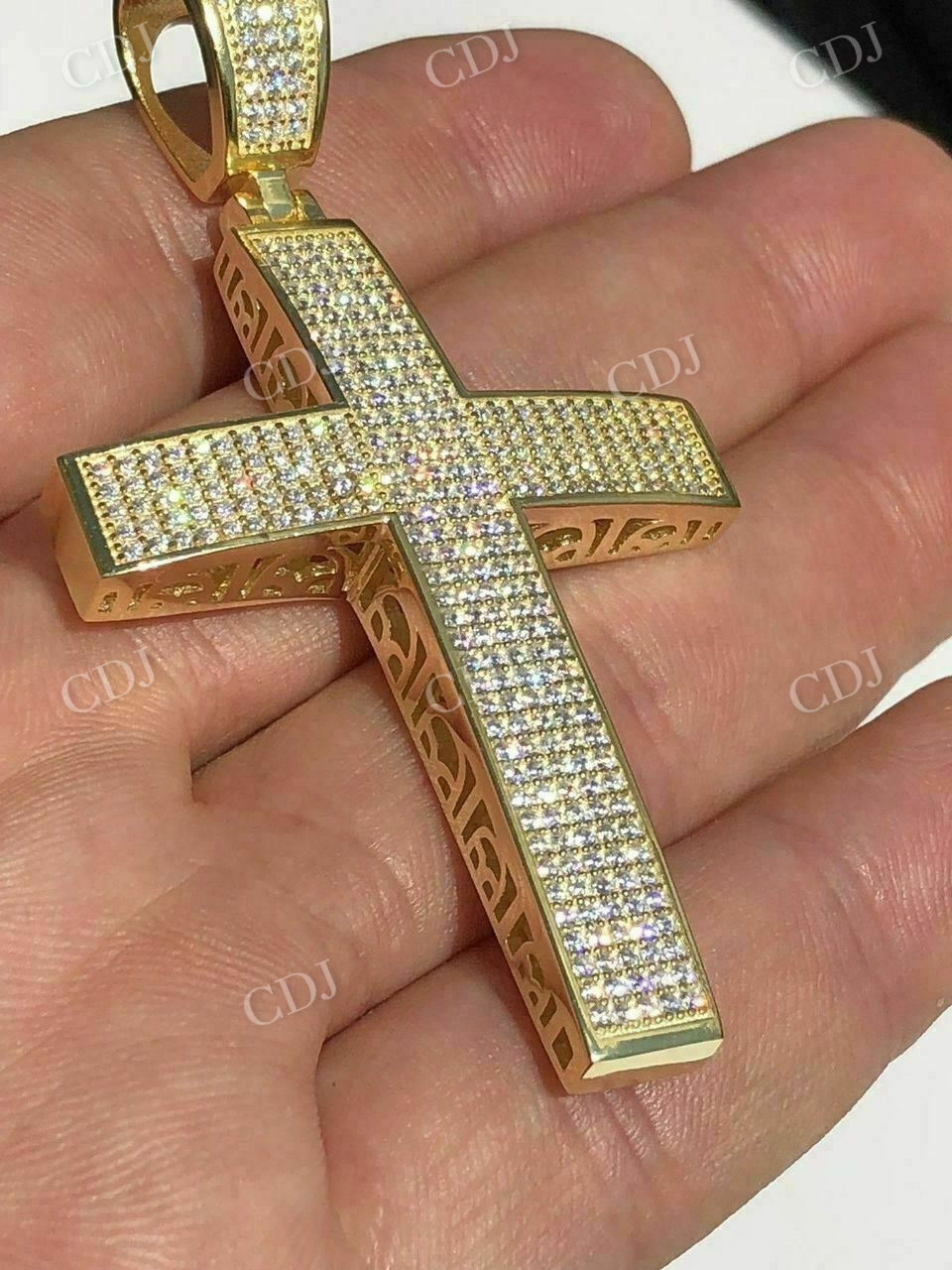 925 Sterling Silver Moissanite Cross Pendant customdiamjewel