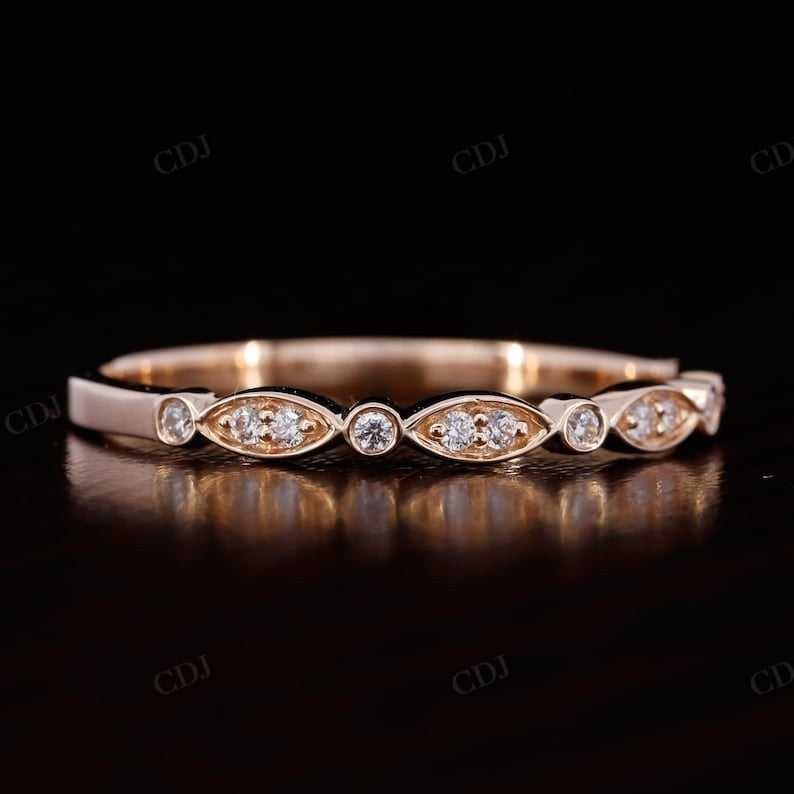 1.3 mm Natural Diamond White Gold Art Deco Wedding Band customdiamjewel