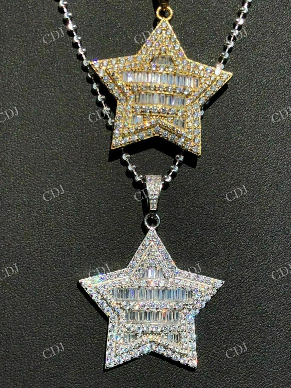 Baguette And Round Diamond Star Pendant customdiamjewel