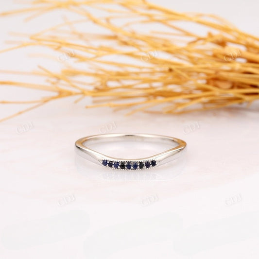 Blue Sapphire Curved Stackable Matching Wedding Band Wedding Band customdiamjewel   