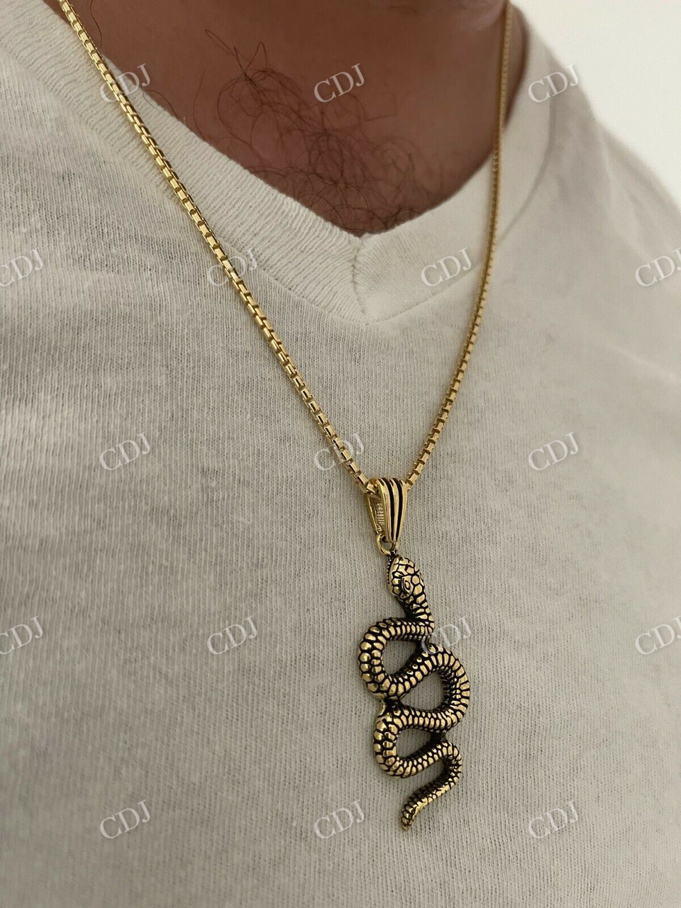 14k Gold Cobra Snake Iced Out Pendant customdiamjewel