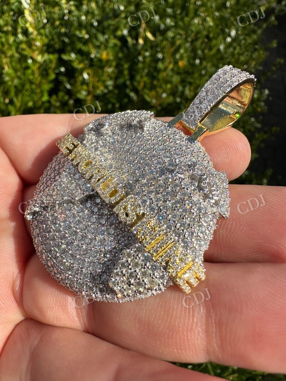 Moissanite Iced World Is Mine Globe Map Pendant customdiamjewel