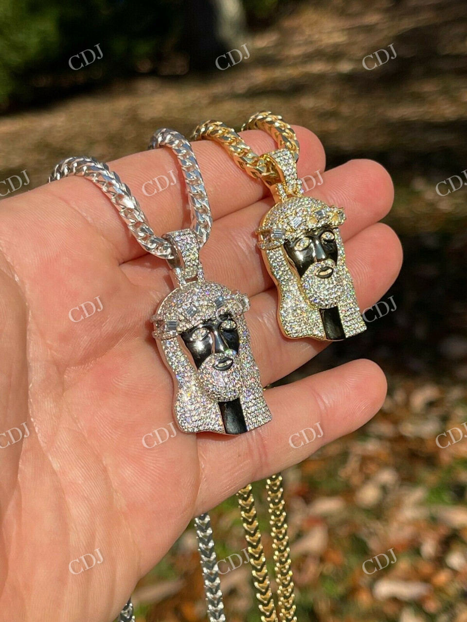 Hip Hop 14k Gold Jesus Diamond Pendant customdiamjewel
