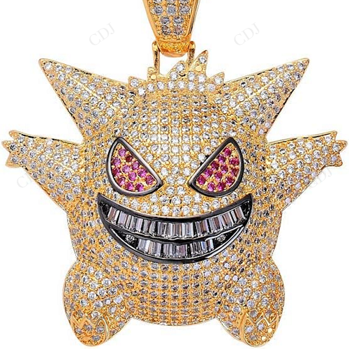 Gold Plated Iced out Silver Moissanite Hip Hop Pikachu Pendant hip hop jewelry customdiamjewel
