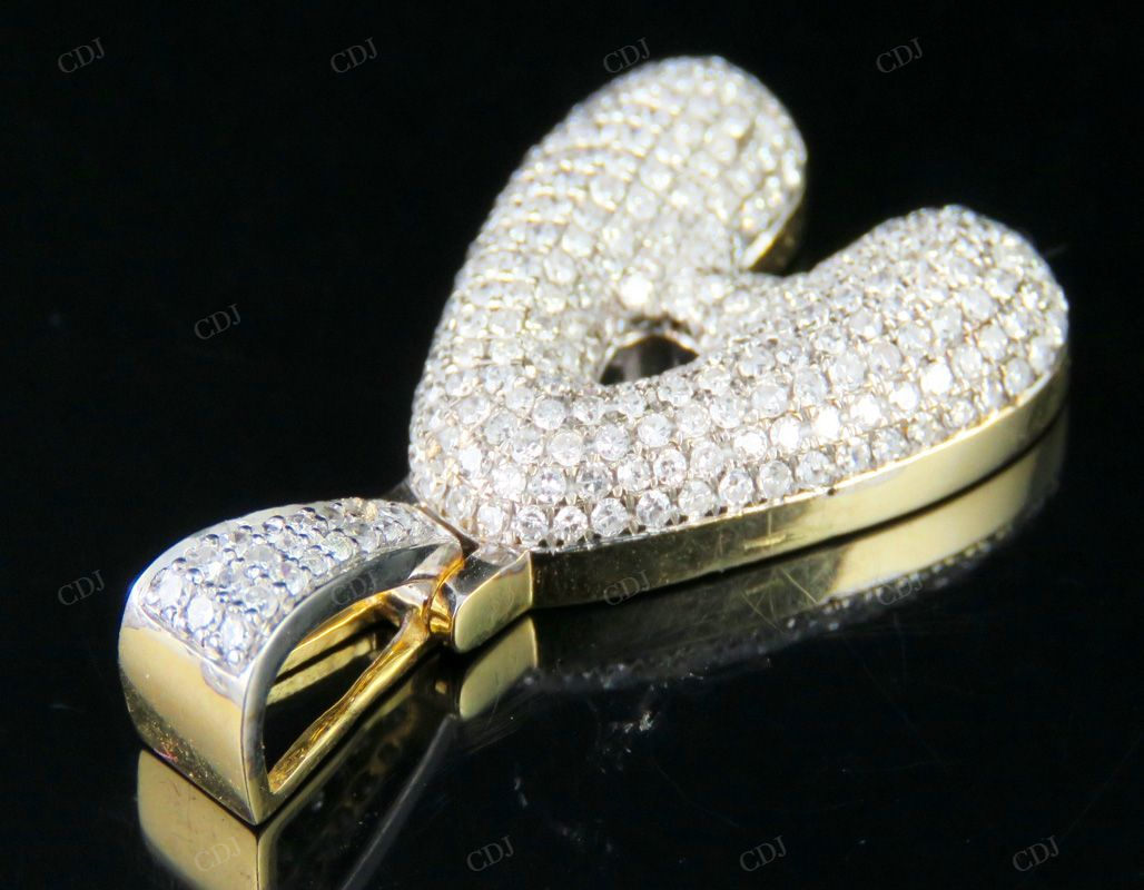 Natural Diamond 10K Yellow Gold A Letter Pendant CustomDiamJewel
