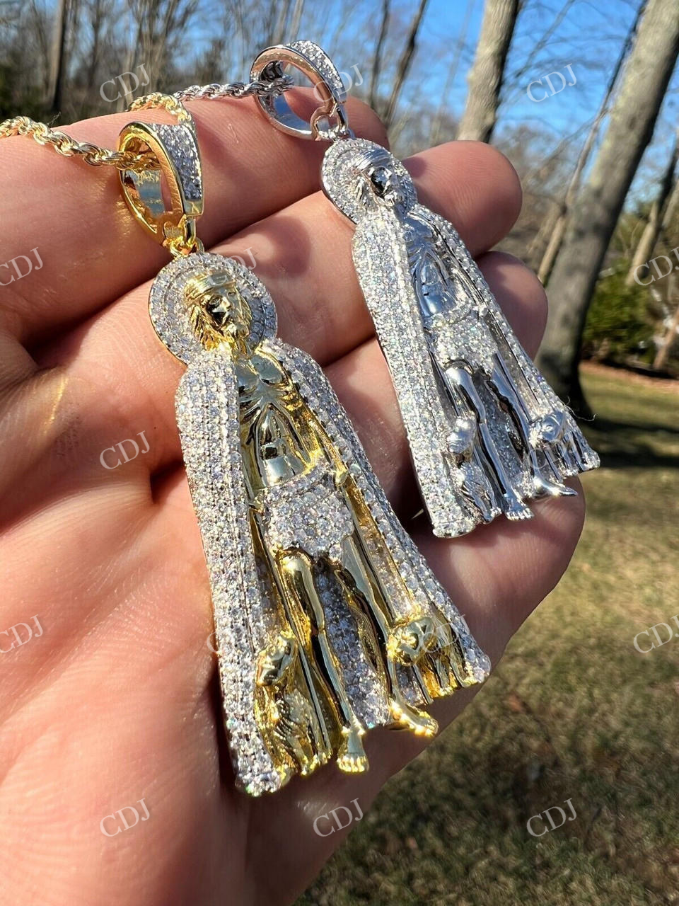 Saint St Lazarus Iced Hip Hop Diamond Pendant customdiamjewel