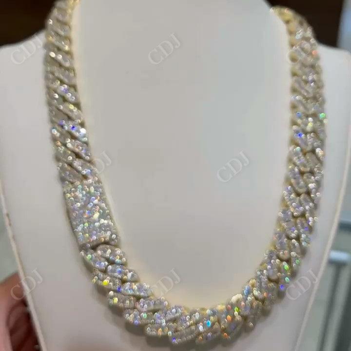 Sterling Silver With Yellow Gold Plated Miami Cuban Chain hip hop jewelry CustomDiamJewel