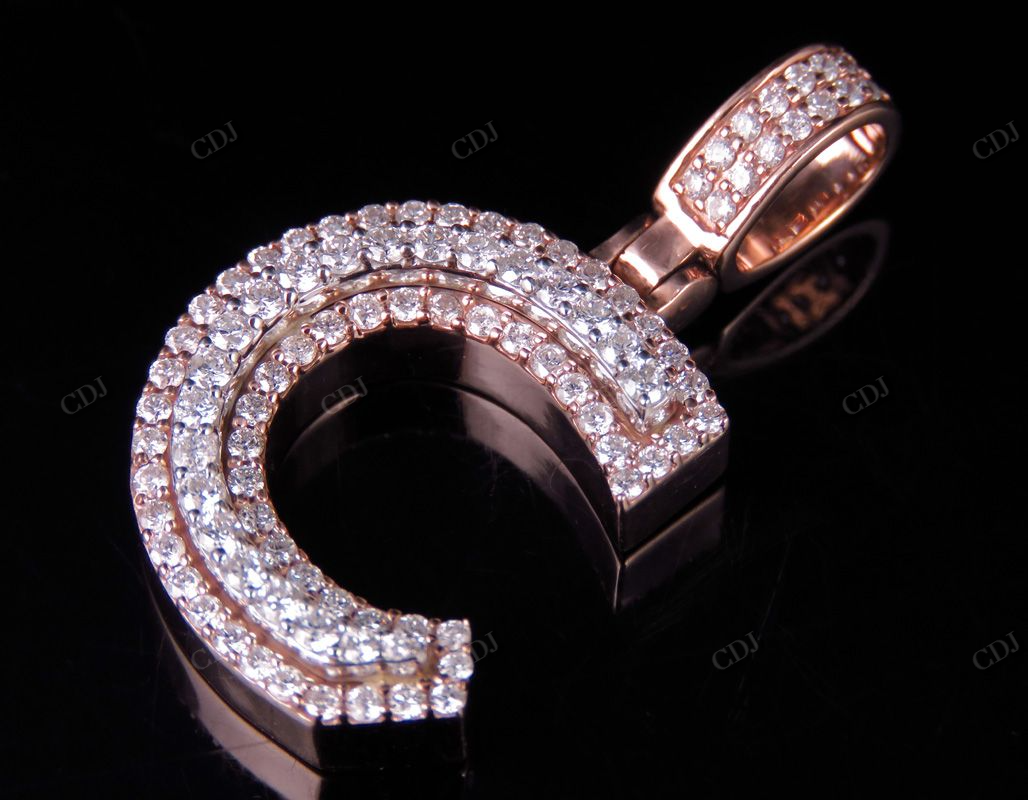 1.5" 1.35 CTW Real Diamond 10K Gold Letter 'C' Initial Pendant CustomDiamJewel