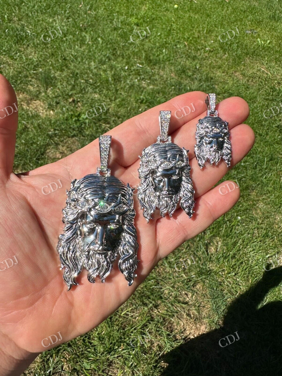 925 Sterling Silver Jesus Piece Iced Diamond Pendant customdiamjewel