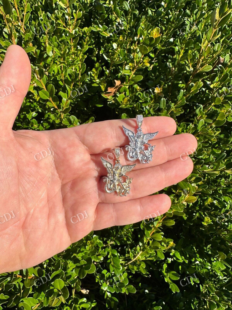 14K Gold Diamond Saint Michael Archangel Pendant customdiamjewel