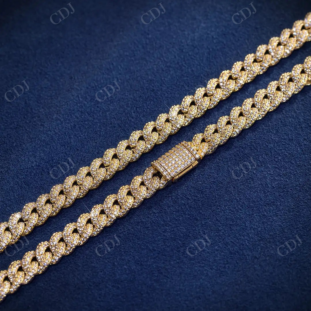 Yellow Gold Diamond Cuban Link Iced Out Chain CustomDiamJewel