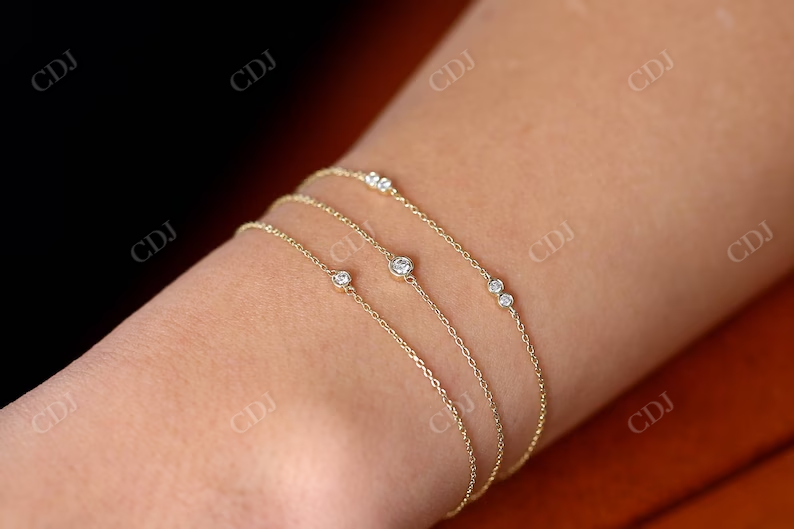 Brilliant Cut Natural Diamond 14K Solid Gold Link Bracelet customdiamjewel