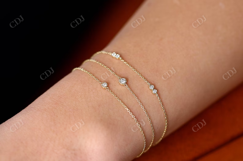 0.16CTW Moissanite Bezel set Round Diamond Bracelet  customdiamjewel   