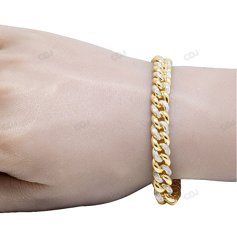 Custom Design Silver Moissanite Alternating Cuban Bracelet