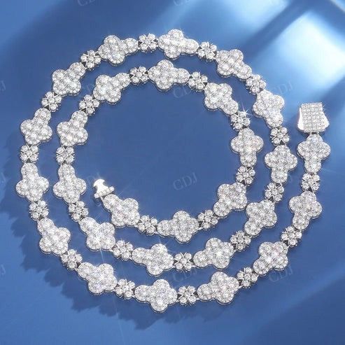 Hip Hop Luxuries Four Leaf Shape Iced Out Diamond Necklace hip hop jewelry CustomDiamJewel