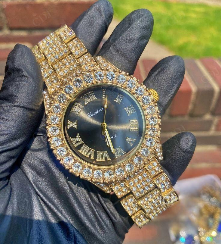 Hip Hop Men's Handmade Natural Diamond Watch  customdiamjewel   