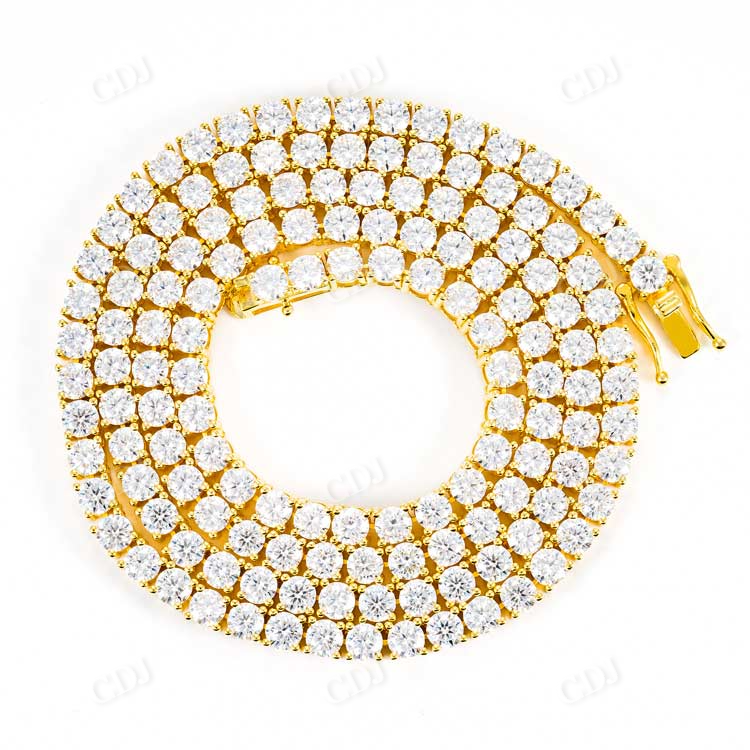 Yellow Gold Plated Dimond Tennis Chain For Women hip hop jewelry customdiamjewel