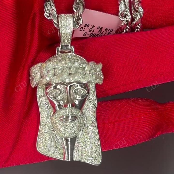 10K White Gold Diamond Christ Jesus Hip Hop Pendant hip hop jewelry customdiamjewel