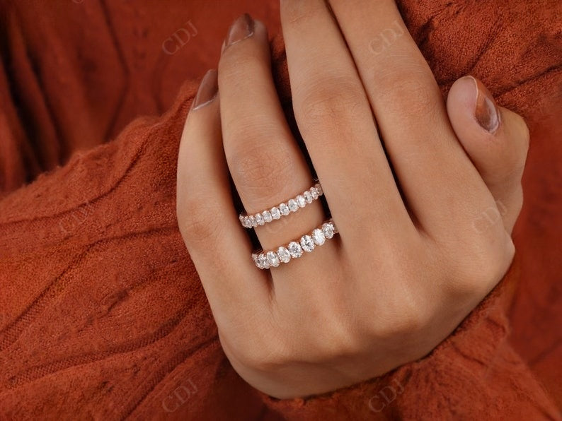 Oval Cut Lab Grown Diamond Full Eternity Solid Gold Matching Wedding Band customdiamjewel