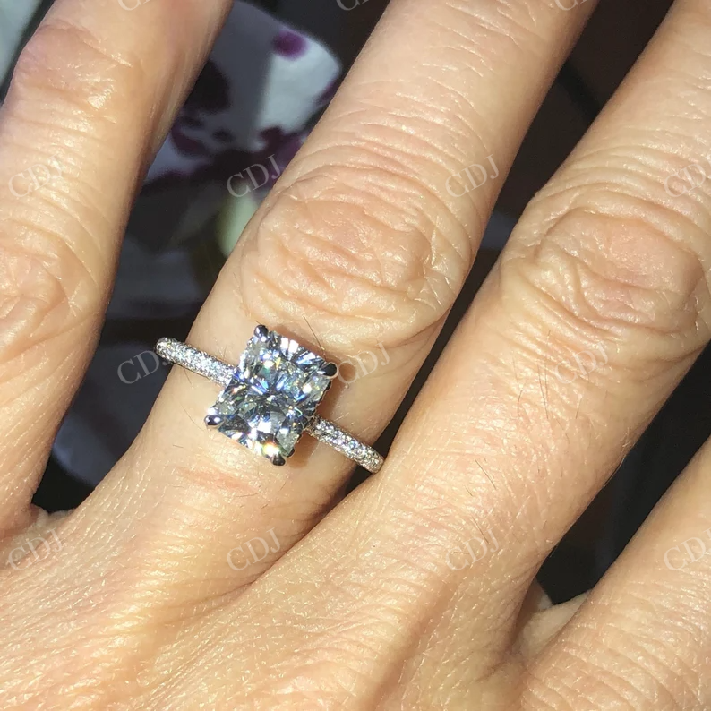 Radiant Cut Moissanite Claw Prong Engagement Ring customdiamjewel