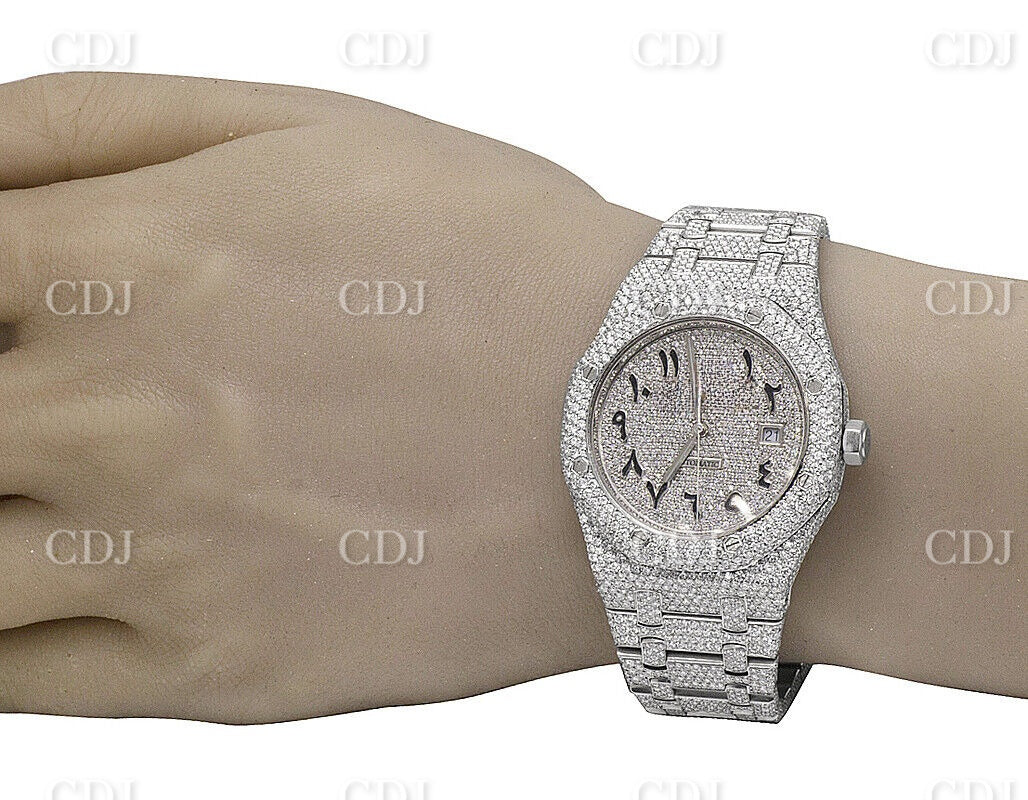 White Stainless Steel Moissanite Diamond AP Watch customdiamjewel