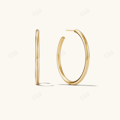 Large Tube Hoops Gold Earrings 14K Solid Gold  customdiamjewel 10 KT Solid Gold Yellow Gold 