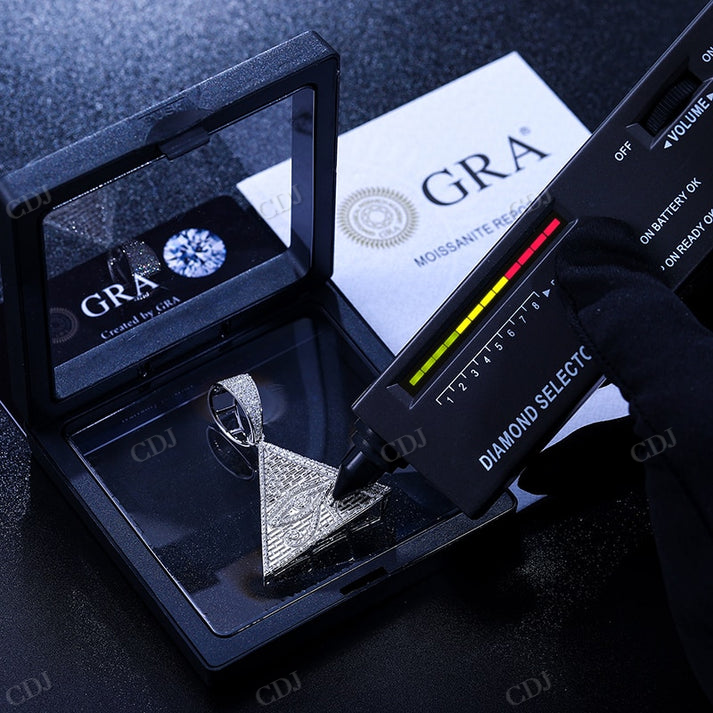 S925 Moissanite Pyramid Pendant With Evil Eye Pattern Pendant hip hop jewelry CustomDiamJewel