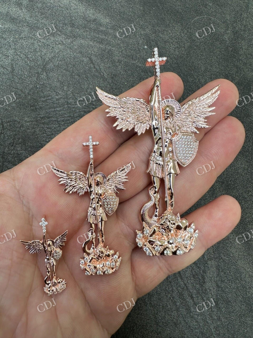 Iced Diamond Saint Michael & Dragon Pendant customdiamjewel