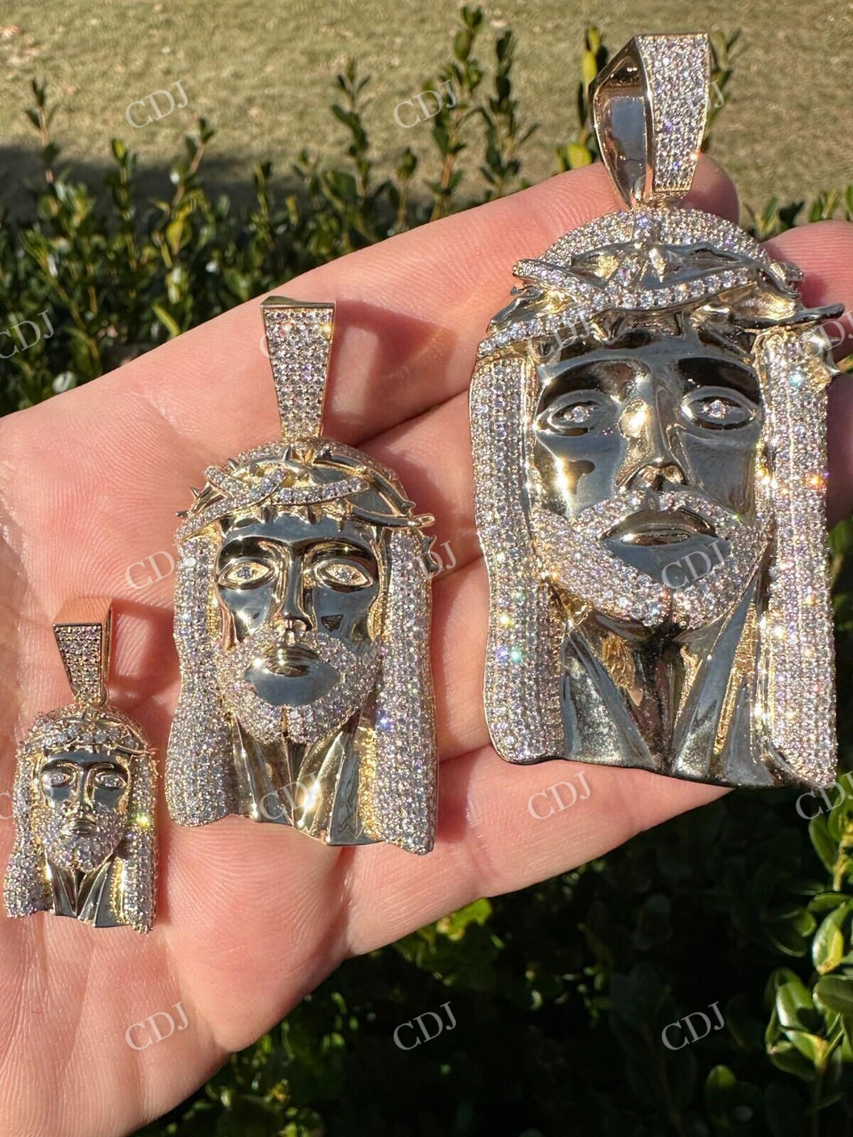 10k Yellow Gold Diamond Jesus Piece Pendant customdiamjewel