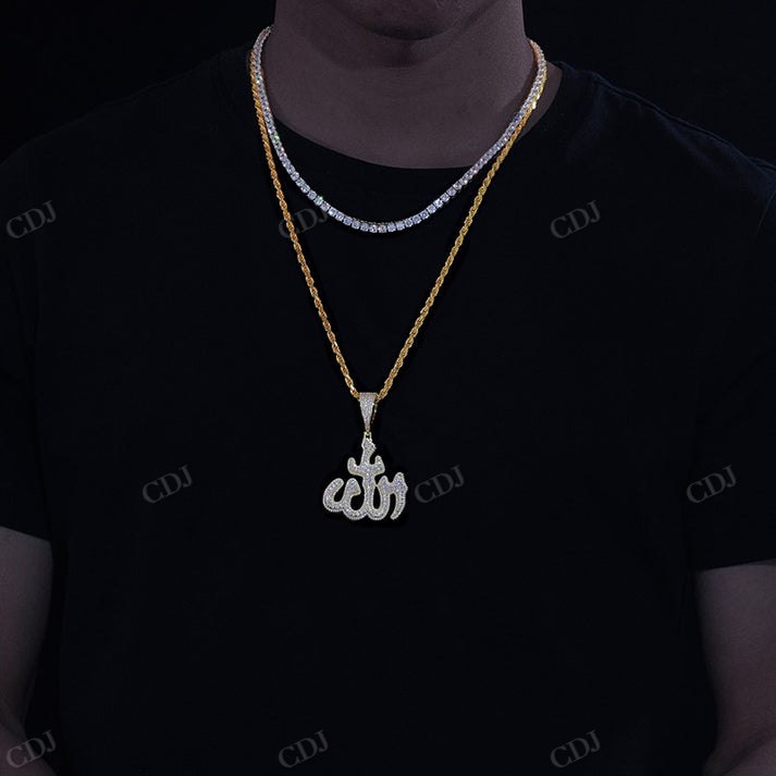 Hip Hop Mens Allah Islam Moissanite Diamond Pendant hip hop jewelry CustomDiamJewel