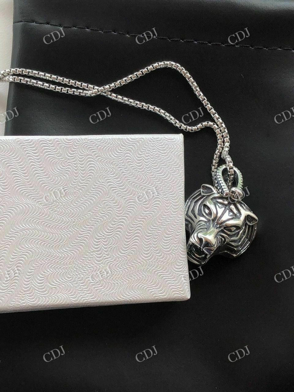 925 Sterling Silver 3D Tiger Cheetah Women’s Men’s Pendant customdiamjewel