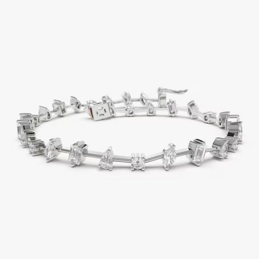Moissanite Multi-Shape Diamond Bracelet  customdiamjewel Sterling Silver White Gold VVS-EF