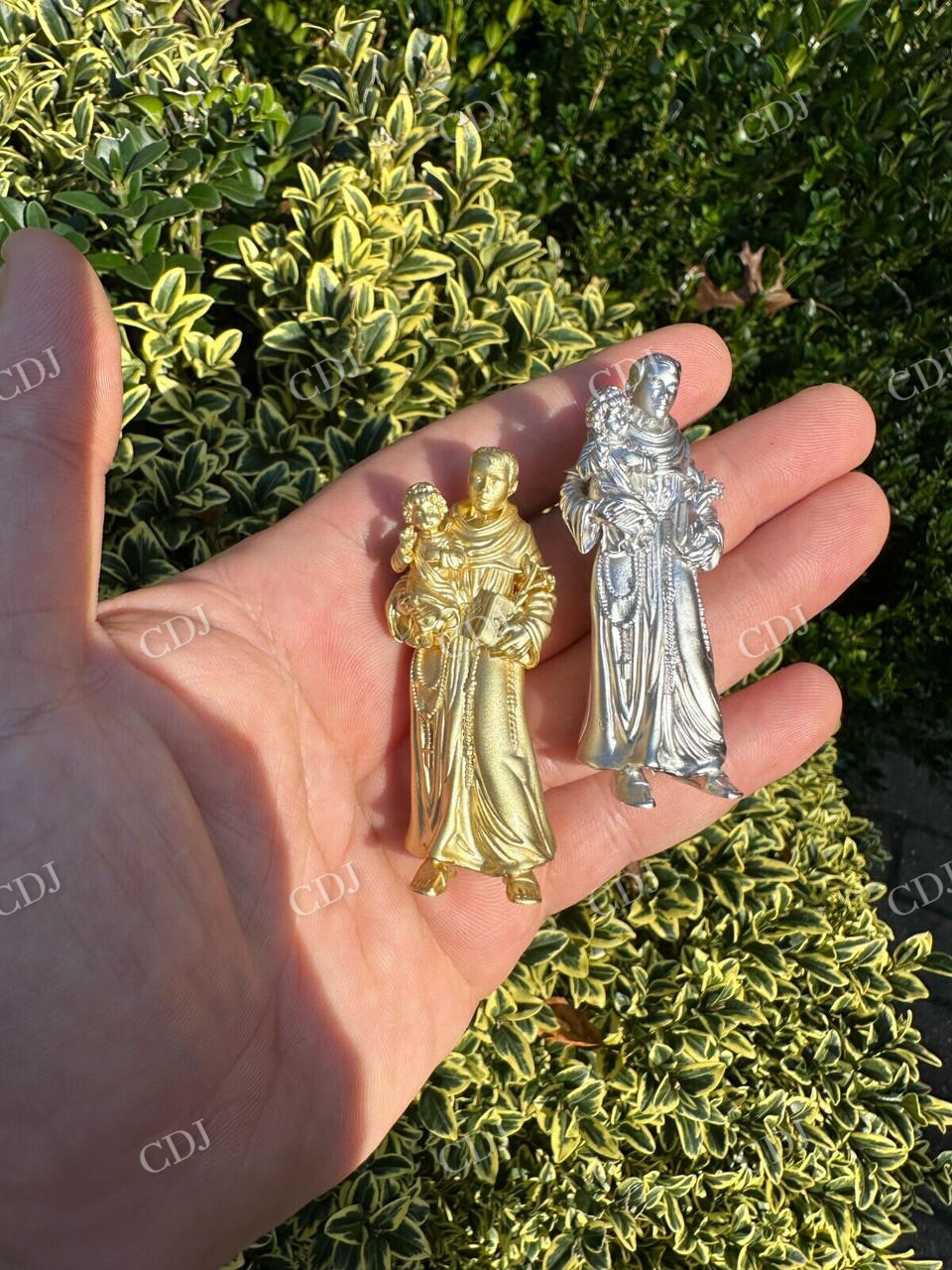 14K Gold St Joseph W Baby Jesus Pendant customdiamjewel