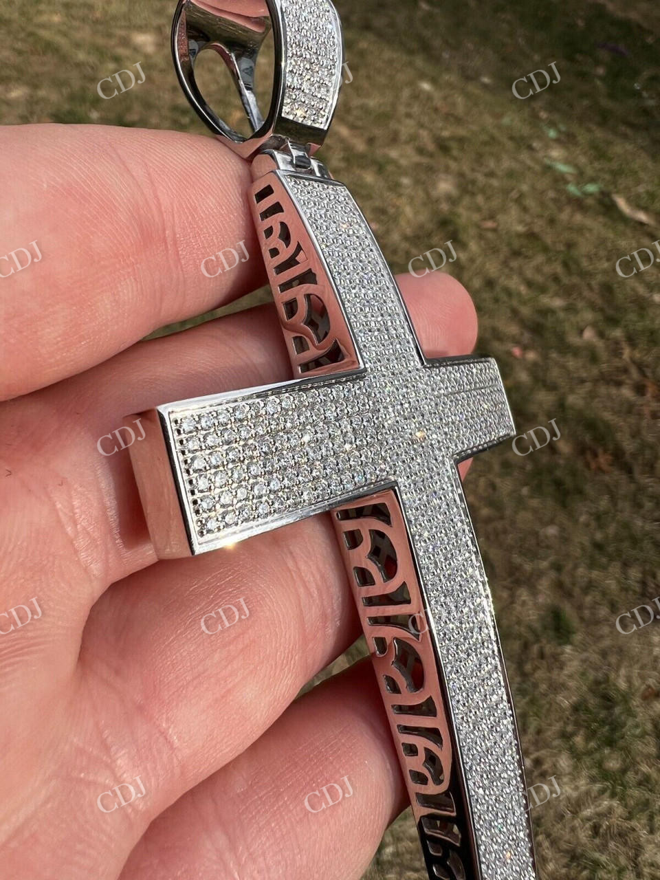 14K White Gold Cross Pendant For Men customdiamjewel