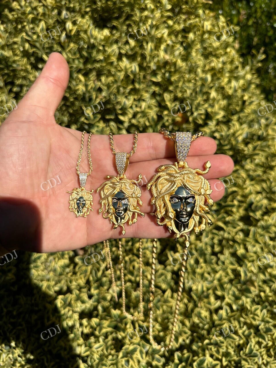 14K Gold Iced Medusa Head Diamond Pendant customdiamjewel