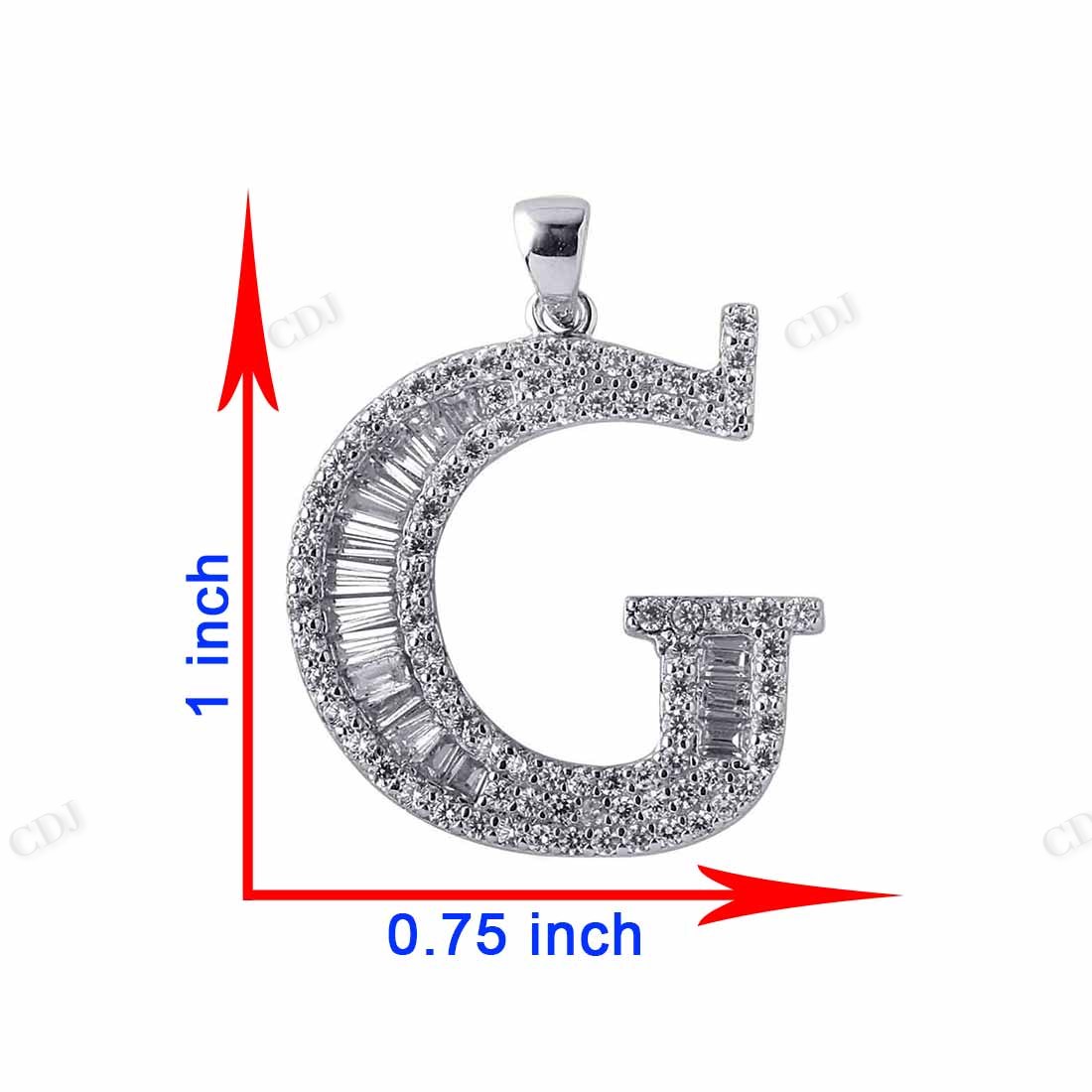 Sterling Silver Baguette G Letter Moissanite Pendant hip hop jewelry CustomDiamJewel
