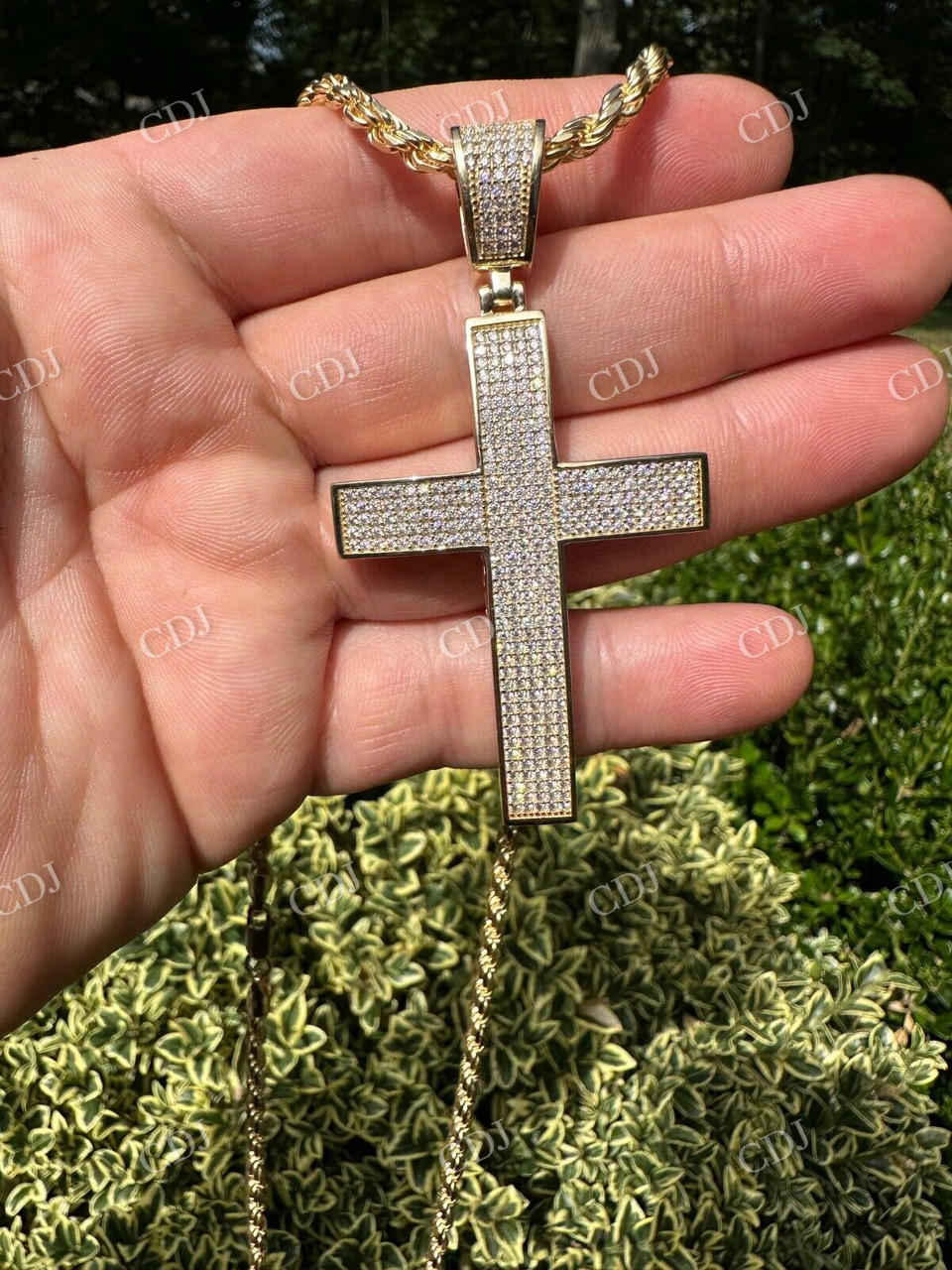 10K Yellow Gold Diamond Cross Pendant customdiamjewel