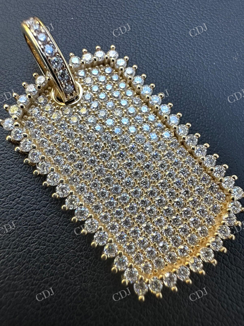 10K Yellow Gold Diamond Dog Tag Pendant customdiamjewel