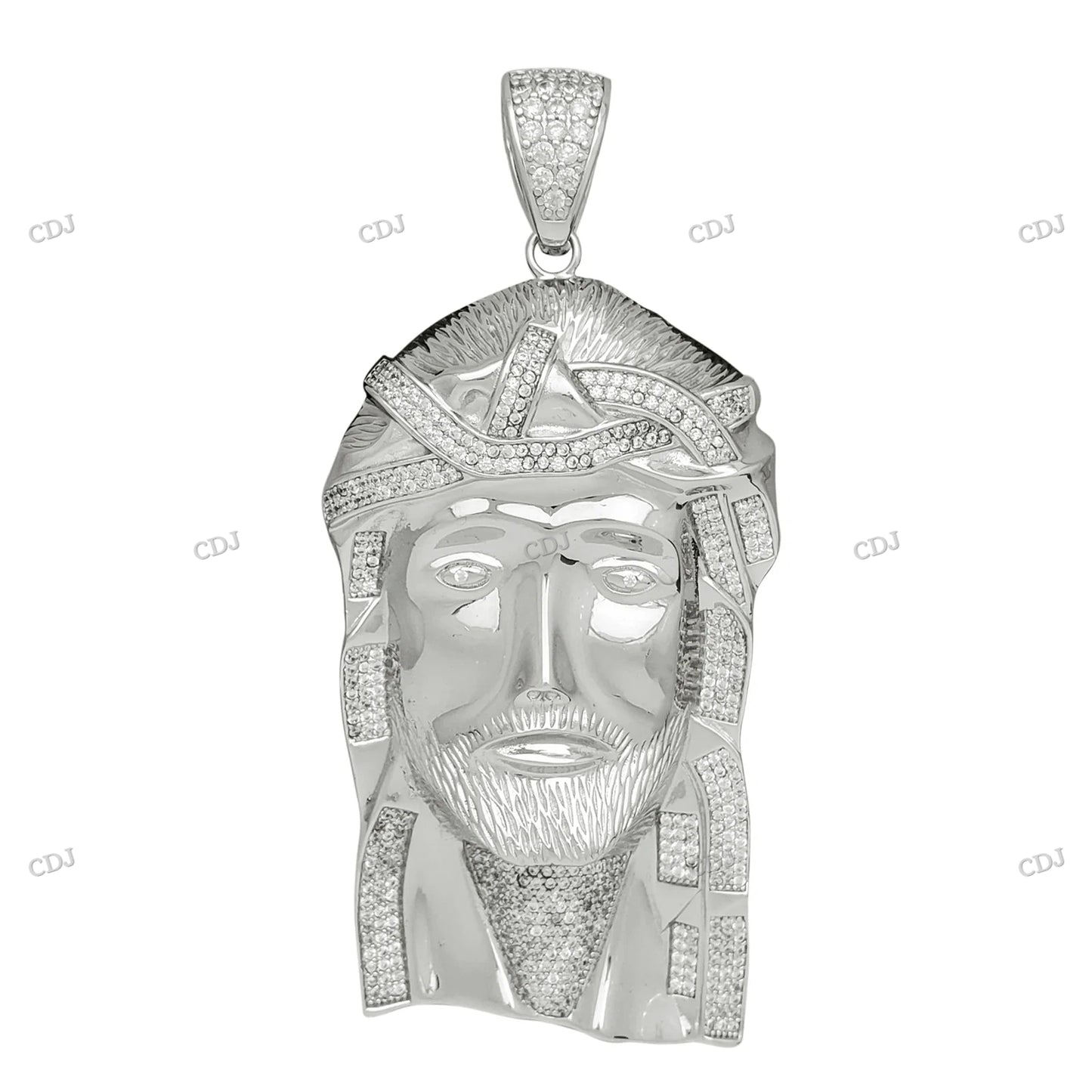 Custom Moissanite Sterling Silver Jesus Head Pendant hip hop jewelry CustomDiamJewel