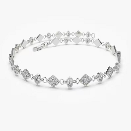 0.55CTW Moissanite Stackable Diamond Bracelet  customdiamjewel Sterling Silver White Gold VVS-EF