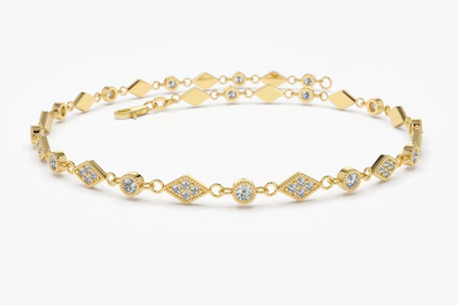 0.55CTW Moissanite Stackable Diamond Bracelet  customdiamjewel Sterling Silver Yellow Gold VVS-EF