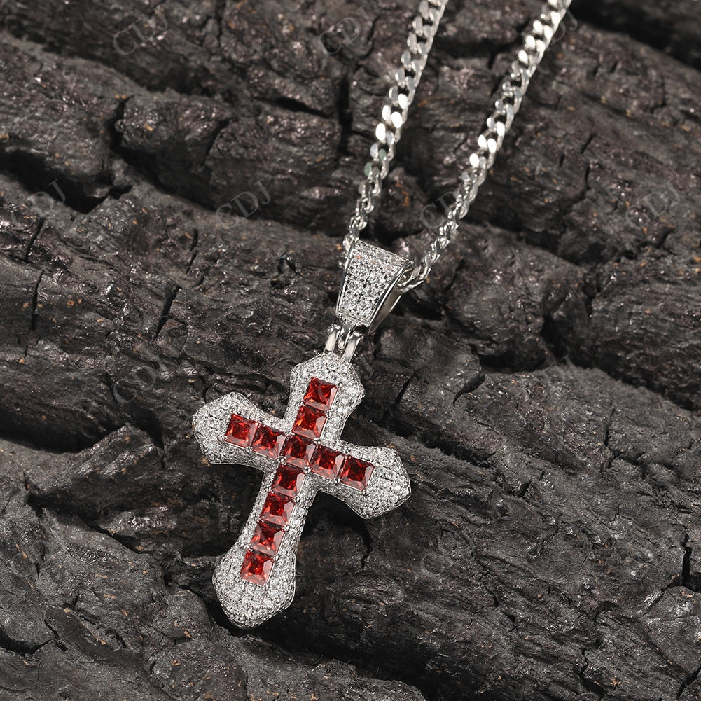 Moissanite Diamond Iced Out Custom Cross Pendant CustomDiamJewel