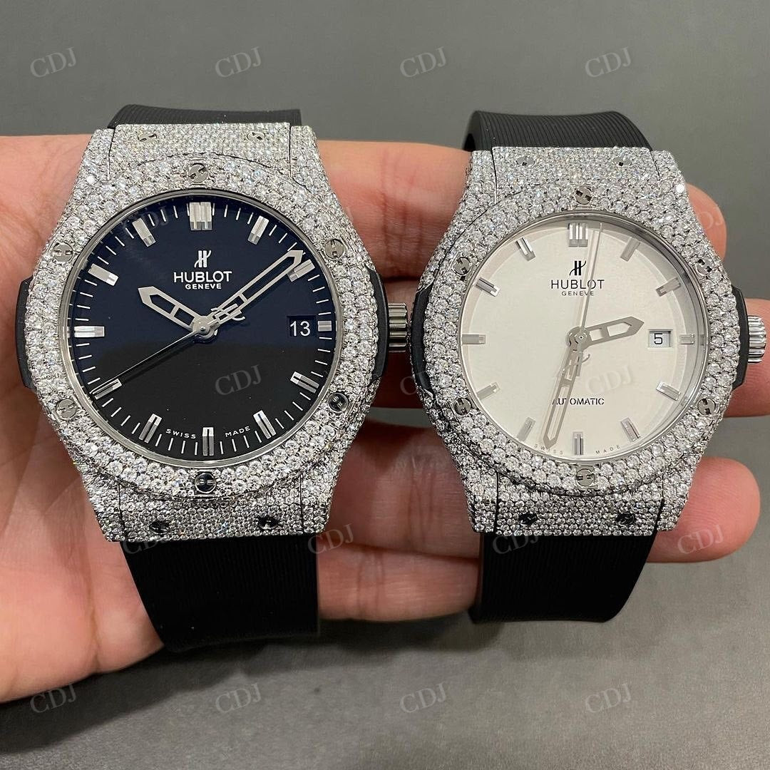 Diamond On Bezel Black Rubber Belt Hip Hop Customized Watches customdiamjewel