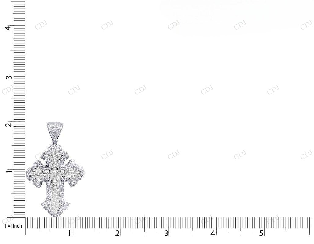 2 Inch Lab Grown Diamond 10k White Gold Cross Pendant Hip Hop Pendent CustomDiamJewel